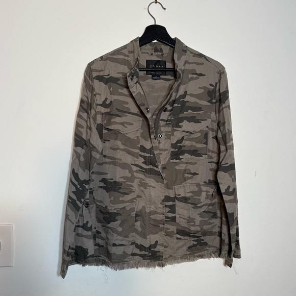 Sanctuary Green and Brown Camo Lightweight Raw Edge Jacket - Picture 3 of 9